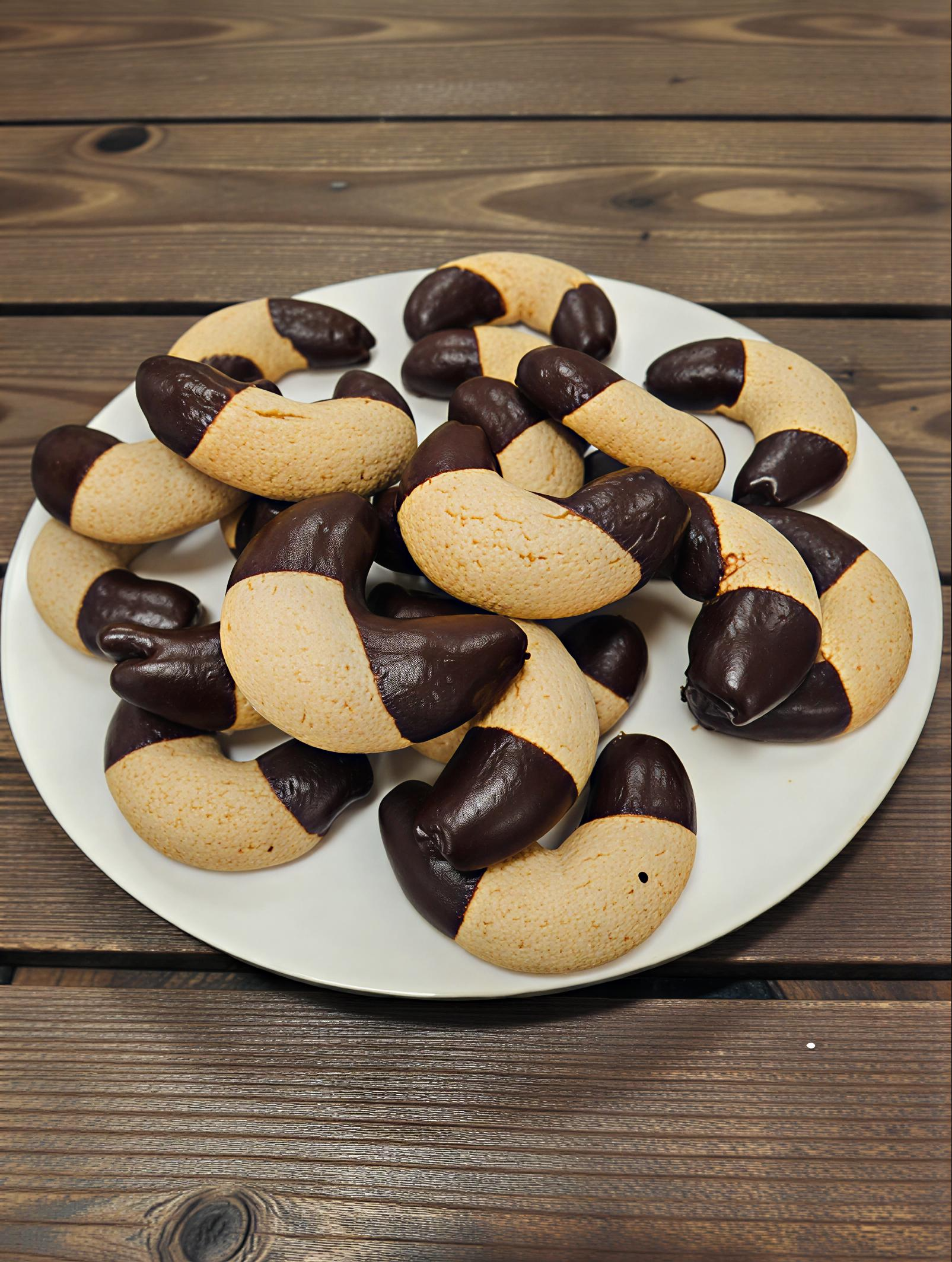 Csokoládés sütemények fehér tányéron.