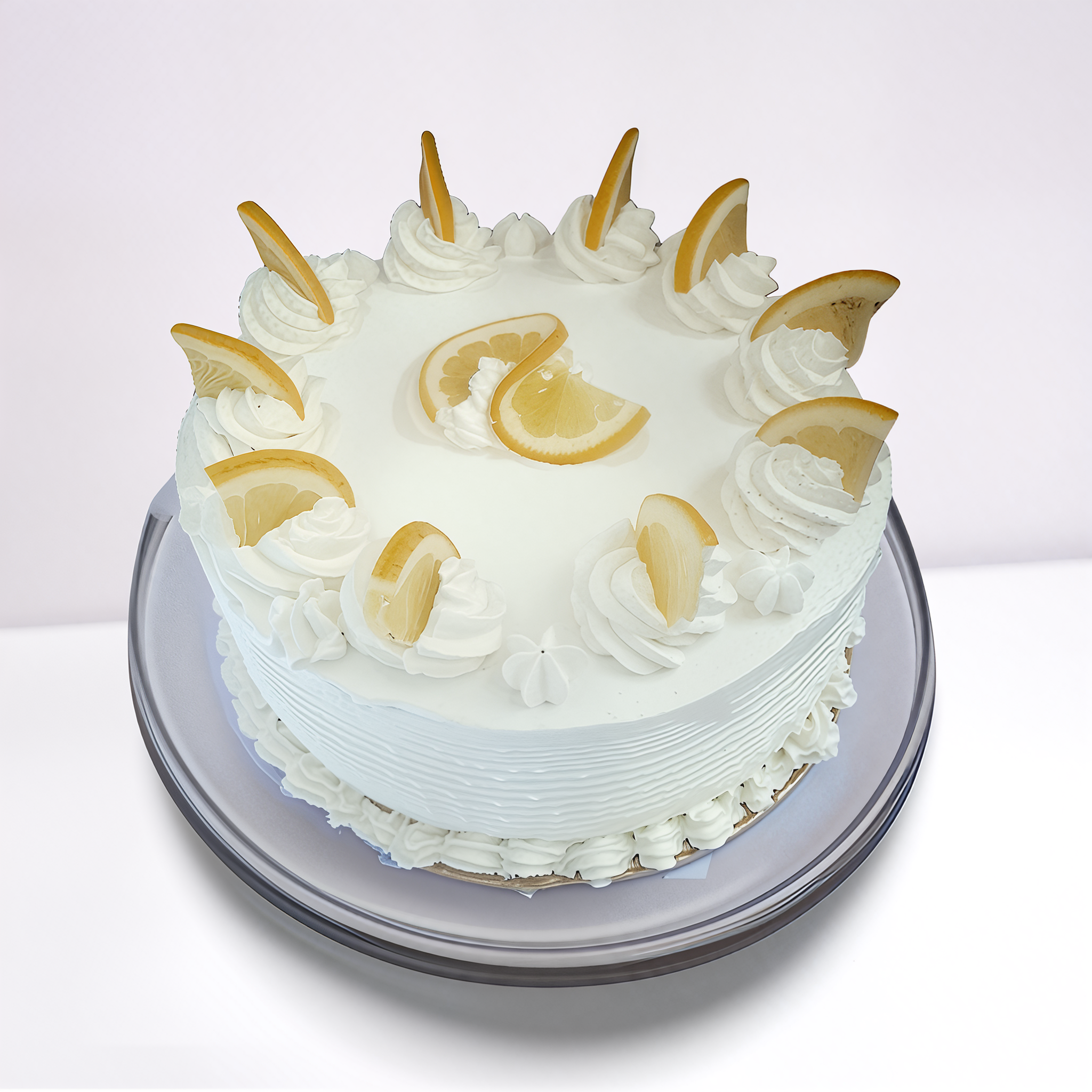 Citromos torta tejszínhabbal díszítve.